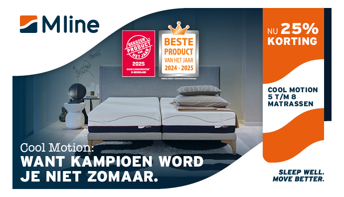 Najaarspromotie M line matrassen: Nu 25% korting op Cool Motion 5 t/m 8 matrassen!