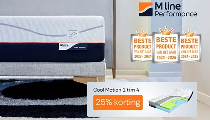 M line matrassen actie: 25% korting op Cool Motion 1 t/m 4