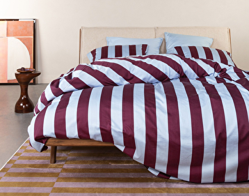 Dekbedovertrek Essenza Minte Stripe Mauve wine - ice blue